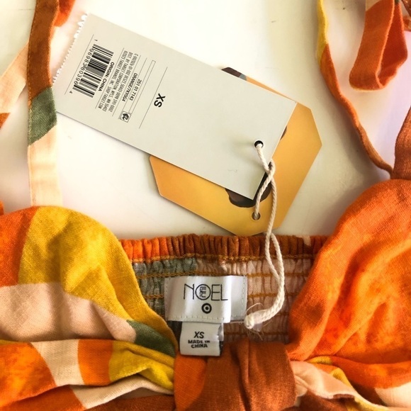 Fe Noel x Target Linen Blend Mixed Paint Print Knotted Crop Tank Top Size XS - Picture 6 of 11